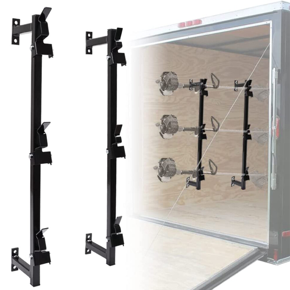 3 Place Locking Trimmer Rack Holder for ENCLOSED Landscape Trailers gallery