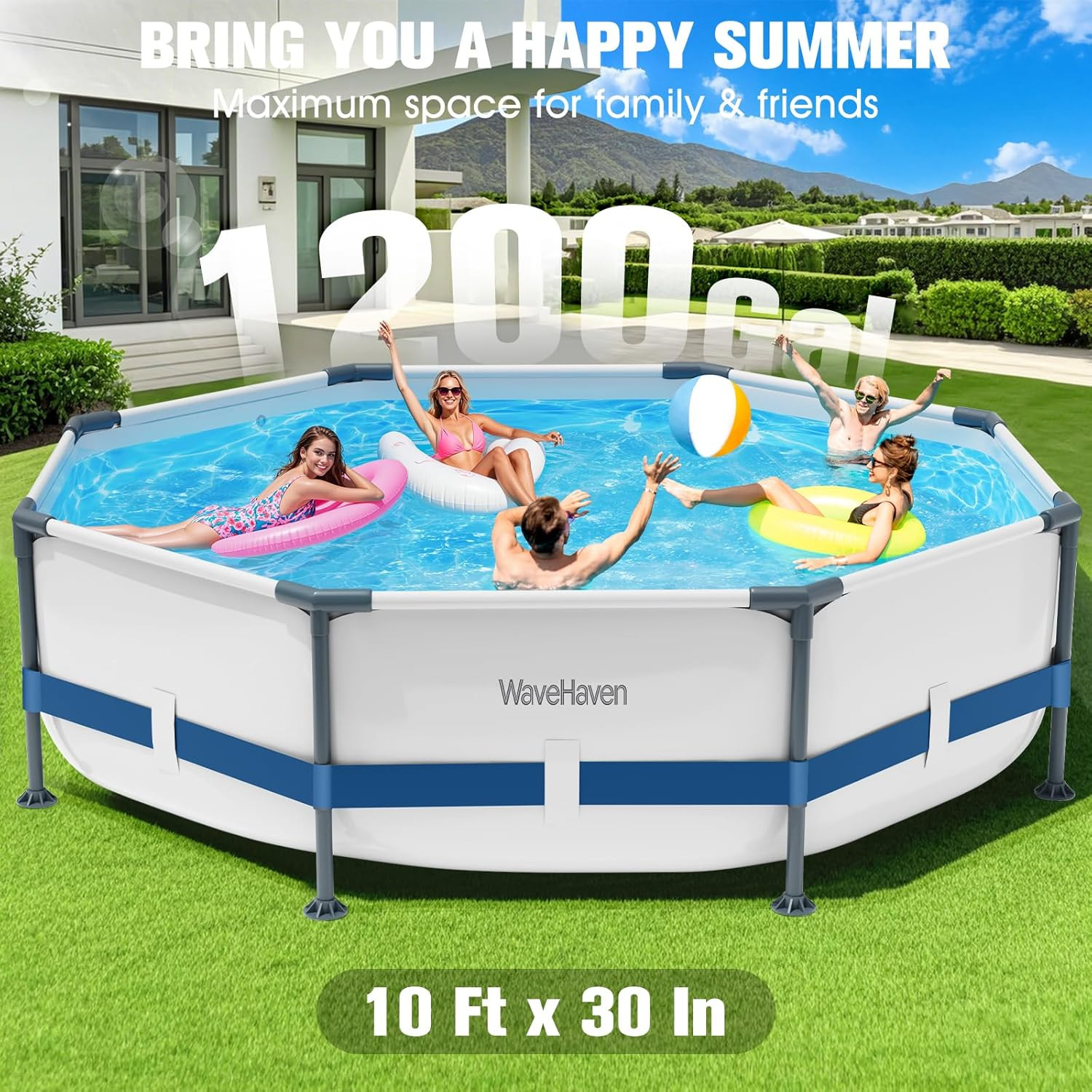 Above Ground Pool,10Ft X 30In Frame Deep Swimming Pool,Round Family Pool,Large a gallery