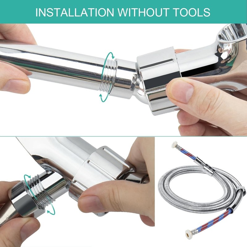 Adjustable Handheld Shower Head Holder and Hose- ABS Bracket- 360 Degree Rot... gallery