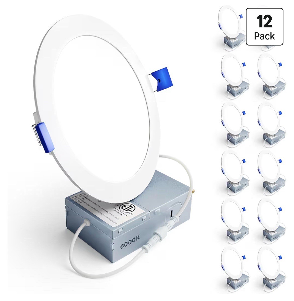 Ensenior 12 Pack 6 Inch LED Recessed Ceiling Light, Dimmable, 6000K Clear White gallery