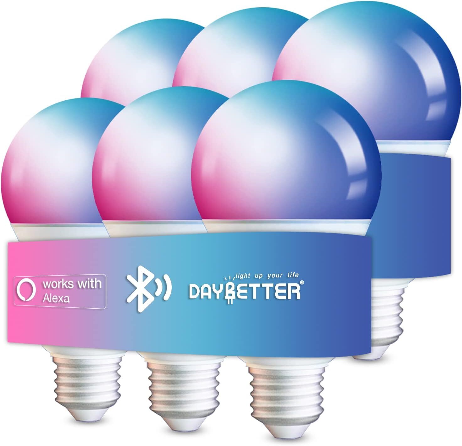 6 Pack Smart Alexa Light Bulbs, App Control Compatible with Alexa Only, RGB Led gallery