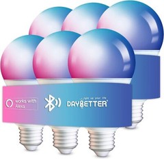 6 Pack Smart Alexa Light Bulbs, App Control Compatible with Alexa Only, RGB Led