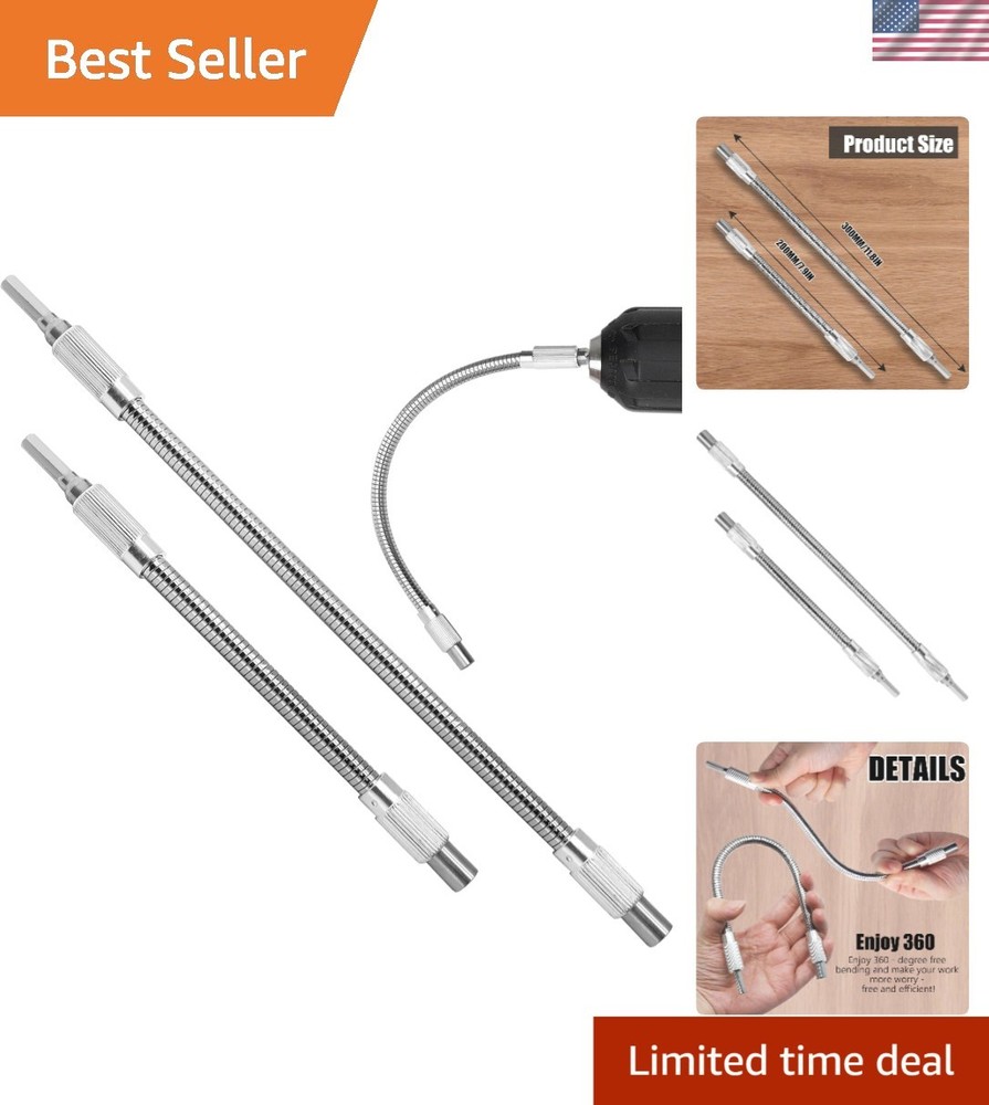 360-Degree Bendable Drill Bit Extensions - 7.9" & 11.8" for Tough Access Tasks