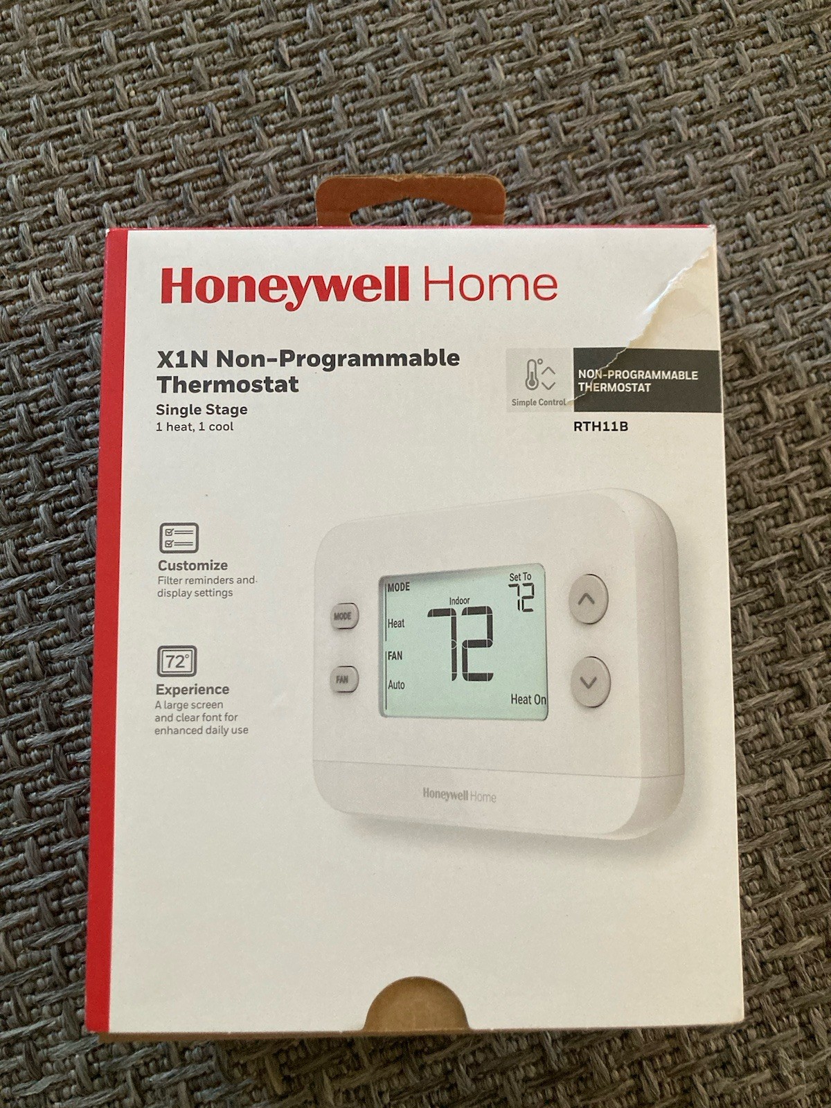 Honeywell Home X1N Non-Programmable Thermostat, Single-Stage, 1-Heat/1-Cool Flaw gallery