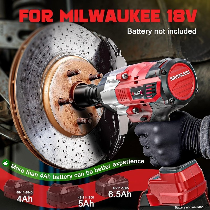 3/4" Cordless Impact Wrench Compatible with Milwaukee 18V Battery: 1850FT-LBS... gallery