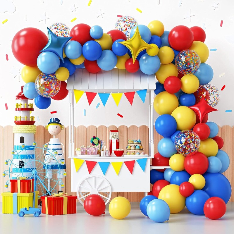 Carnival Circus Theme Party Decorations, Primary Color Balloon Arch Kit, 120p... gallery