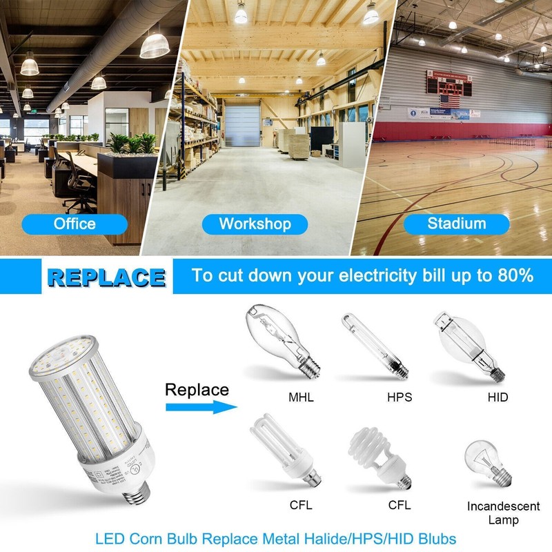 5000K Daylight, E39 Mogul Base, 36W LED Corn Light Bulb Warehouse High Bay Lamps gallery