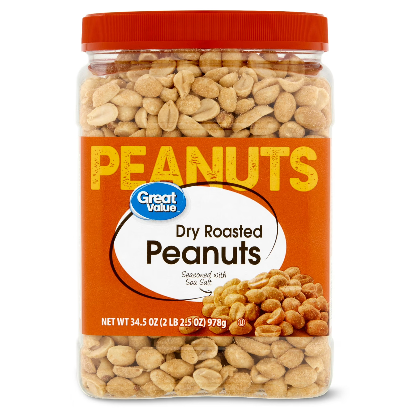 Great Value Dry Roasted & Seasoned with Sea Salt Peanuts, 34.5 oz... gallery