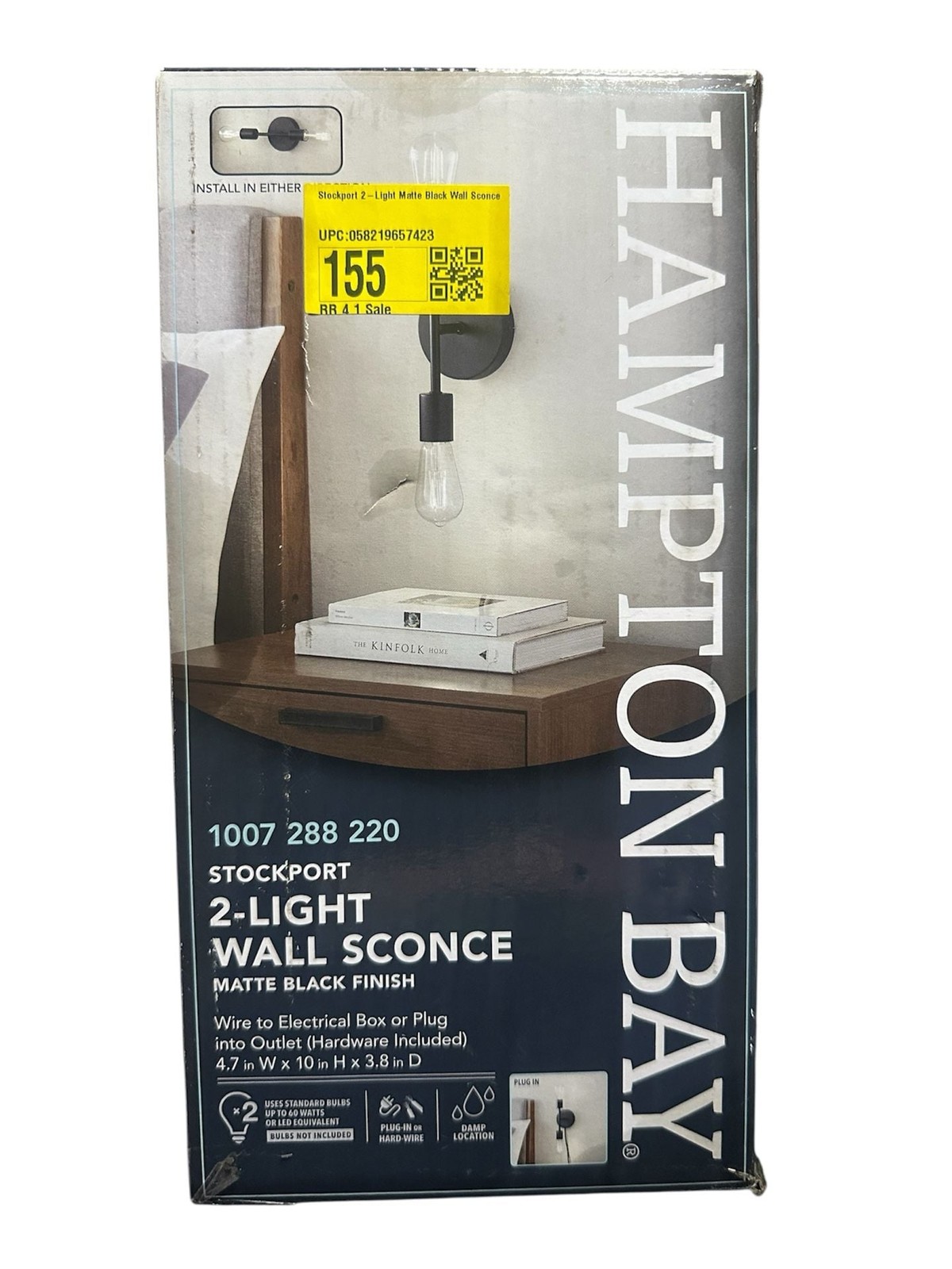Hampton Bay Stockport 2-Light Wall Sconce, Matte Black Finish gallery