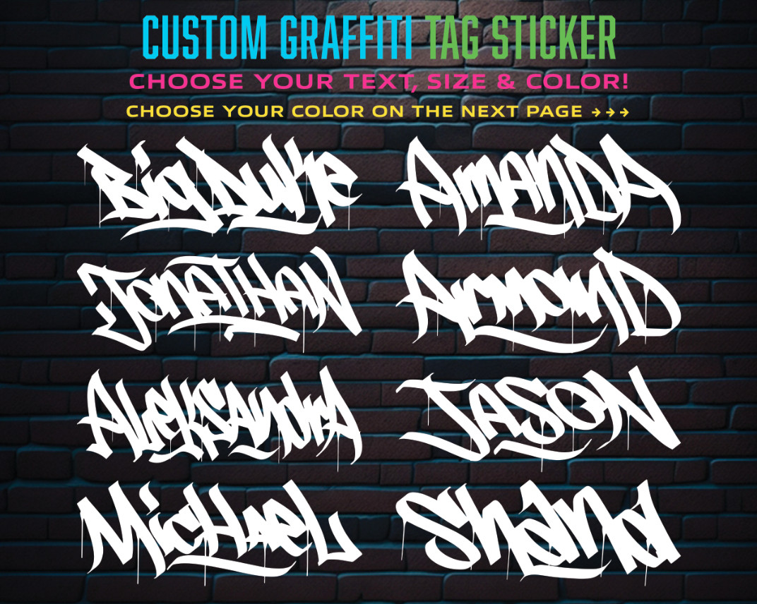 Custom Personalized Graffiti Tag Name Decal Sticker for Car Window Tumbler Wall gallery