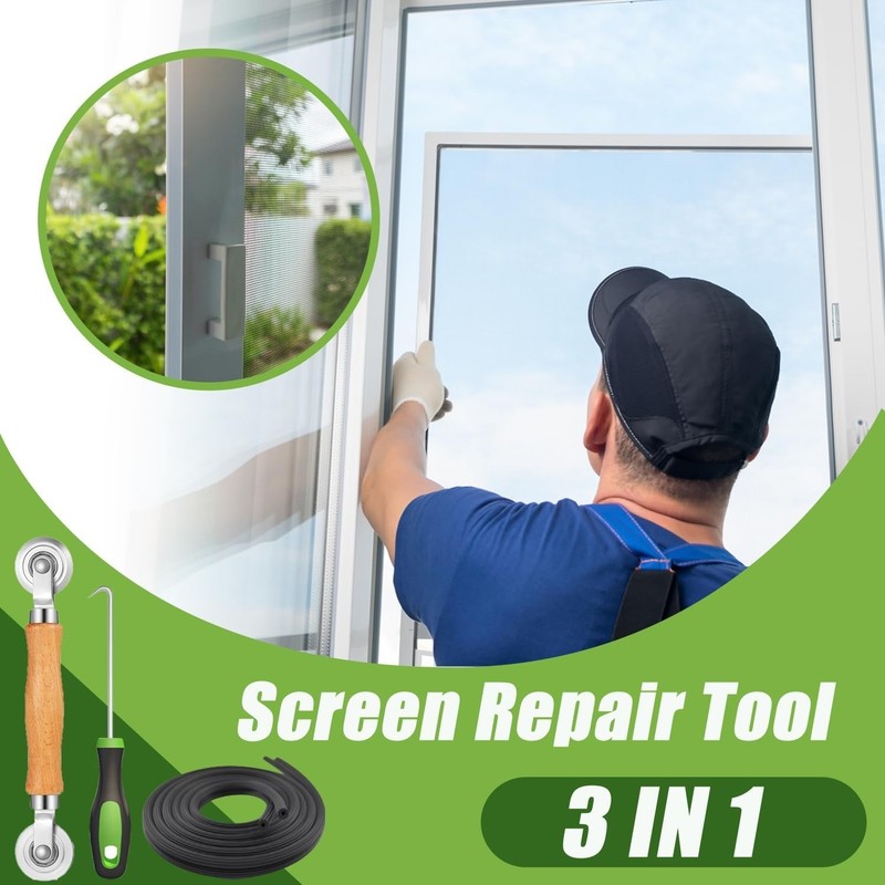 Screen Repair Kit/Tool, Screen Roller Tool, Steel Roller with Bear, 32 ft Spl... gallery
