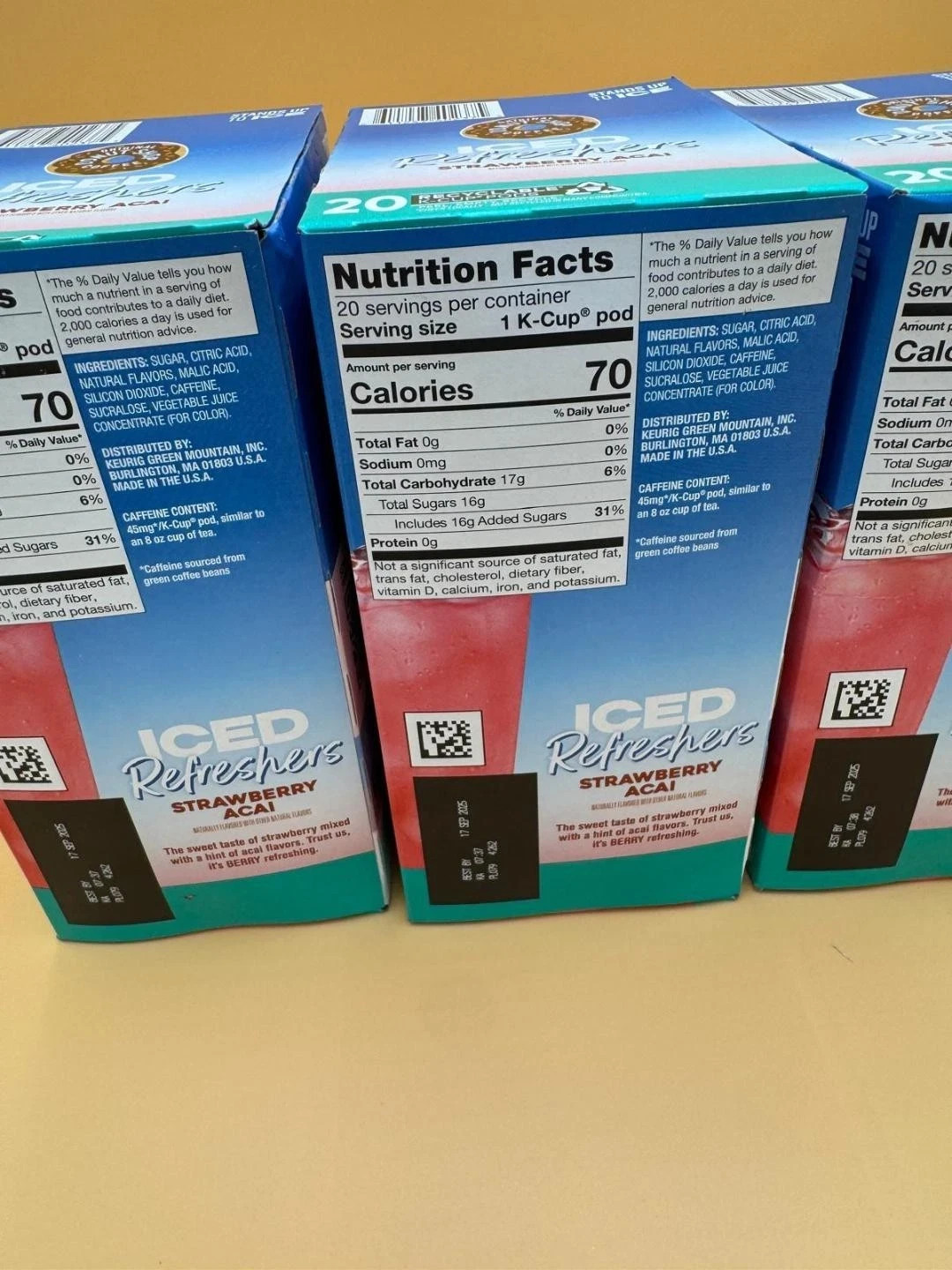 New Donut Shop Iced Refreshers Strawberry Açaí K-Cup Pods Keurig3 Boxes Of 20 gallery