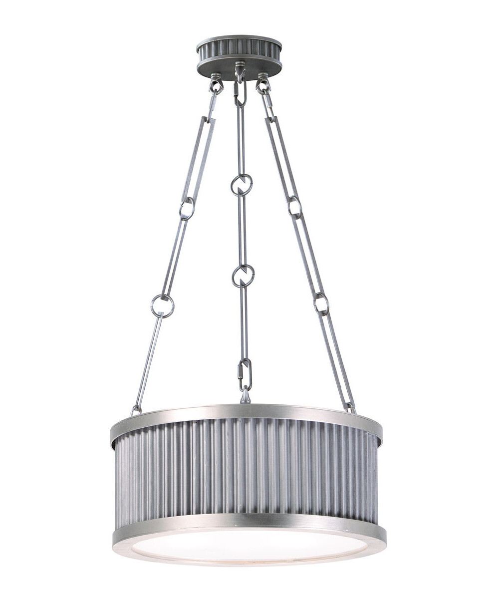 Ruffle 13"W 3-Light Pendant Light Fixture Weathered Zinc and Satin Nickel Finish gallery