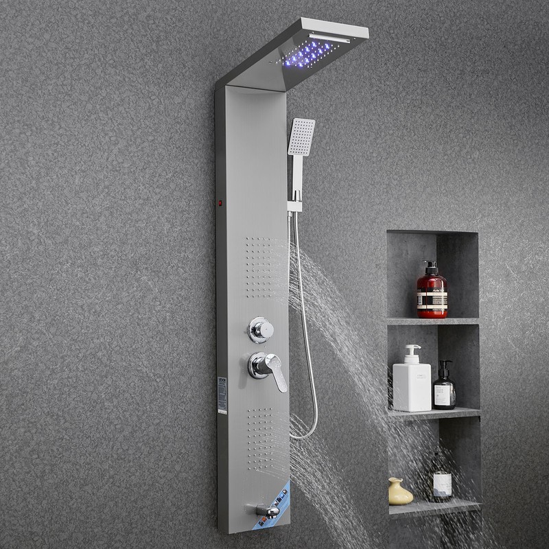 VEVOR Shower Panel Tower System Stainless Steel Column Rainfall Waterfall Head gallery