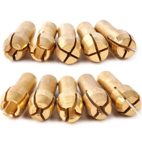 10 Pcs Brass Collet Set Compatible with Dremel 480, 481, 482, 483 3.2mm (1/8 inc gallery
