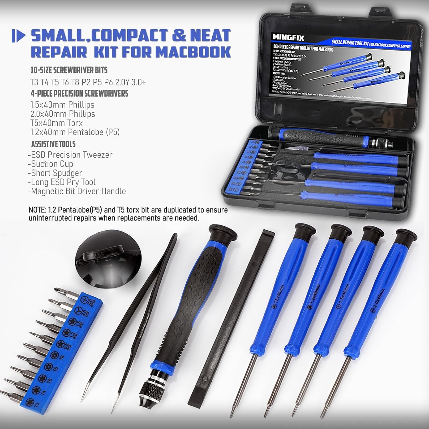 Repair Tool Kit for Apple Macbook,Mingfix Macbook Pro/Air Screwdriver Set with P gallery