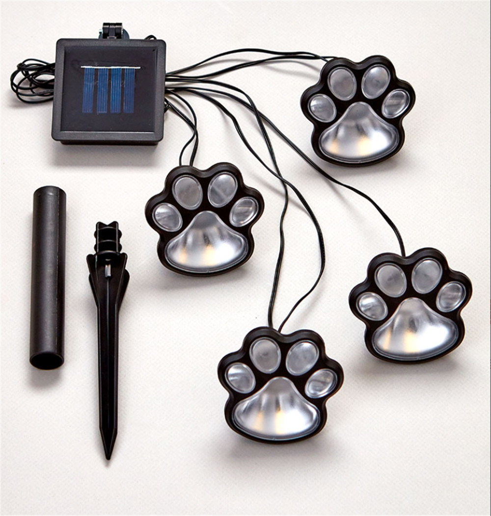 4 Solar Paw Print Lights Dog Path LED Cute Lawn Garden Patio Yard Decor Walkway gallery