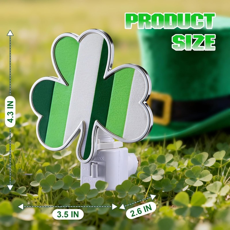 St. Patrick's Day Shamrock Night Light–UL Certification Plug in Irish Decor La gallery