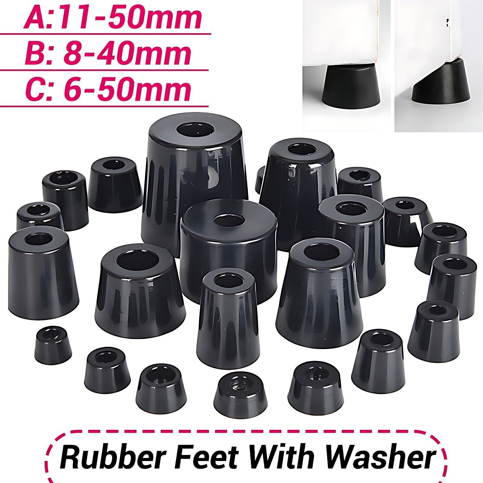 Black Rubber Feet Shock Absorber For Chair Speaker Cabinet Flight Case Amplifier gallery
