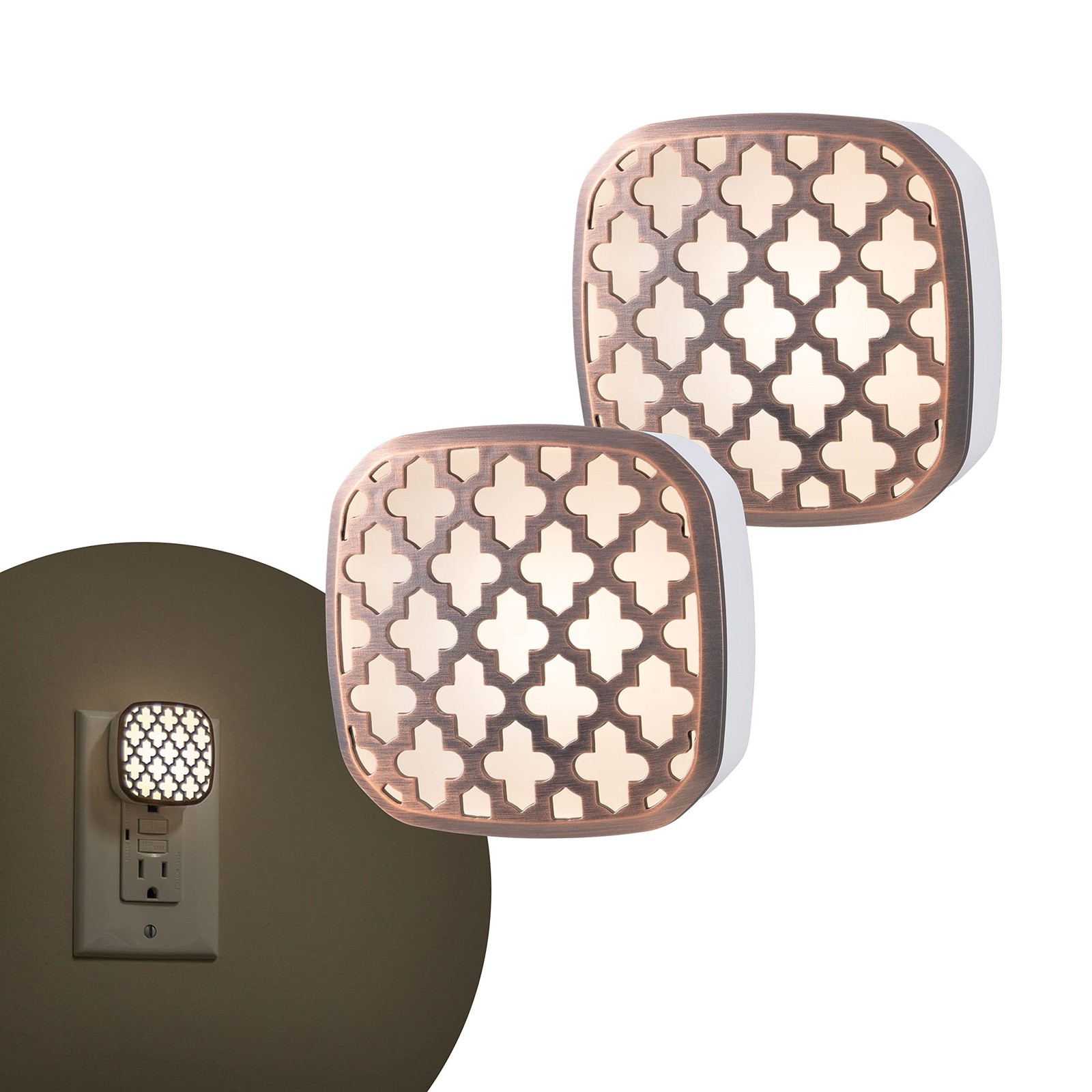 Decorative LED Night Light, Oil-Rubbed Bronze Moroccan Design, Plug-in, Dusk ... gallery