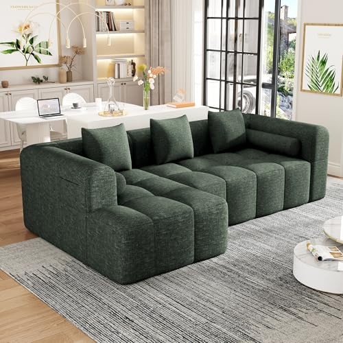 Left Facing Corner Cloud Sectional Sofa Full-Compressed Boneless Sofa Green/L gallery