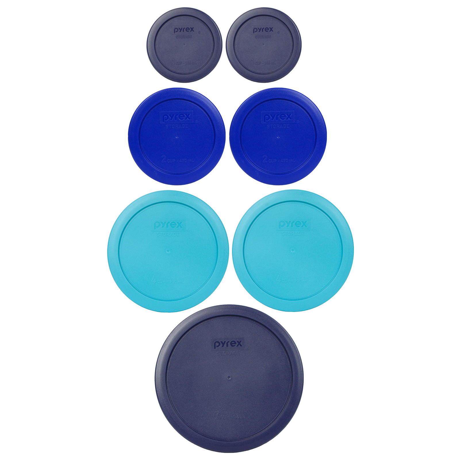 Pyrex 7202-PC 7200-PC 7201-PC 7402-PC Multicolor Blue 7 Piece Plastic Lids gallery