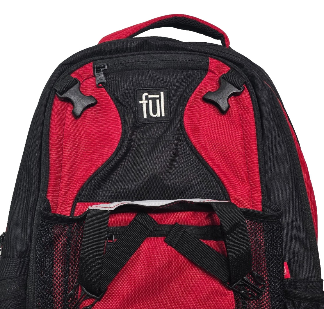 Ful Backpack Computer Air Flow Panel Padded Back Adjustable Straps Red/Black 4