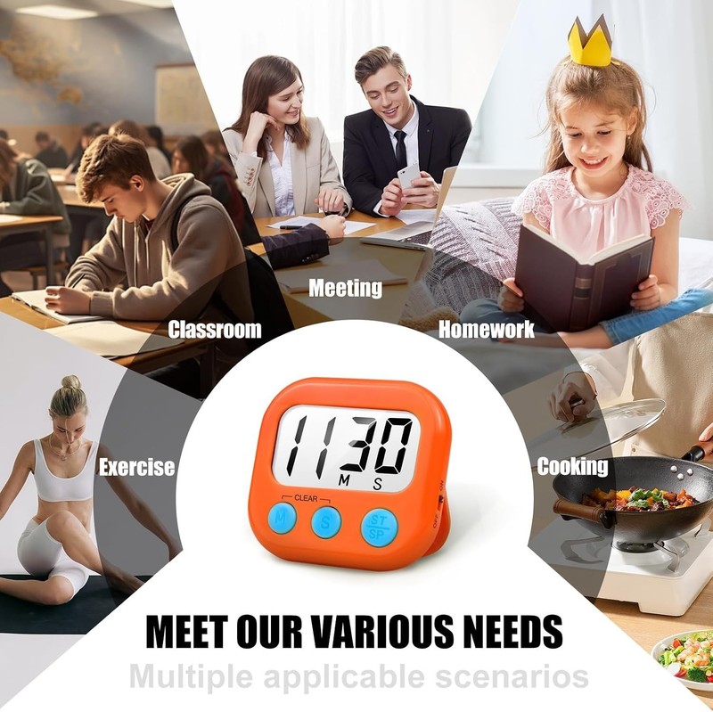 2 Pack Digital Kitchen Timer for Cooking Big Digits Loud Alarm Magnetic Backi... gallery