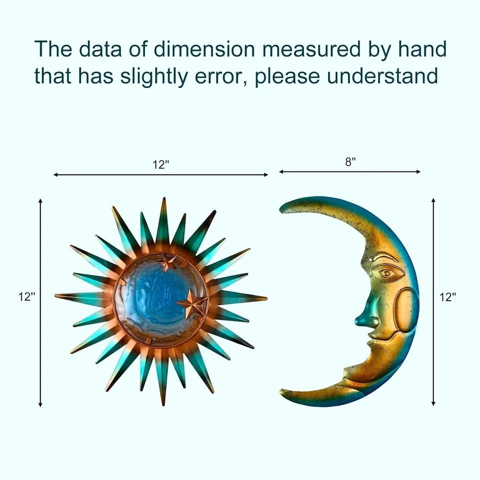 Sun Metal Outdoor Wall Decor - 3D Sun Moon Metal Wall Sculpture - Hanging Decora gallery
