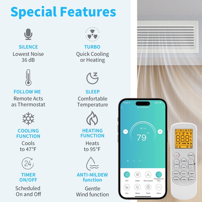 17,000 BTU Ducted Mini Split Air Conditioner AC/Heating System, Concealed Duct gallery