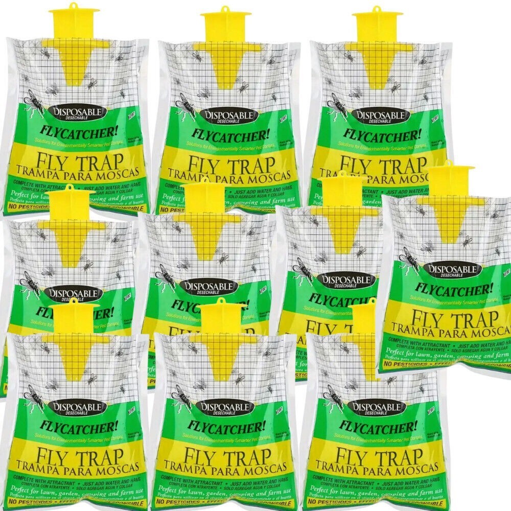 NEW 10 pack Outdoor Fly Traps Disposable Hanging Outdoor Catcher Bag Mosquito gallery