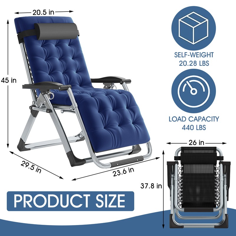 NAIZEA Outdoor Zero Gravity Chair Set Adjustable & Folding Patio Reclining Chair gallery