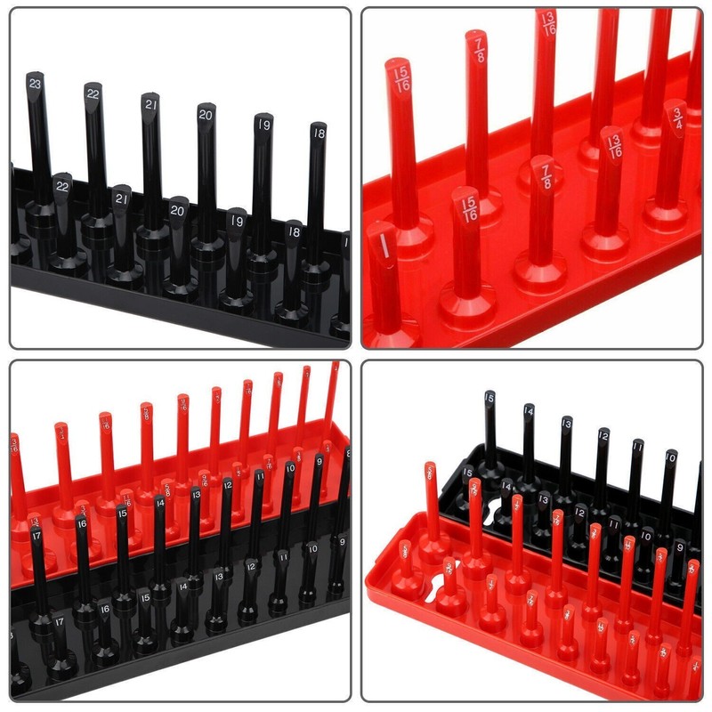 6pcs ABS Socket Organizer Holder Storage Tray Rack SAE Metric 1/4" 3/8" 1/2" Set gallery