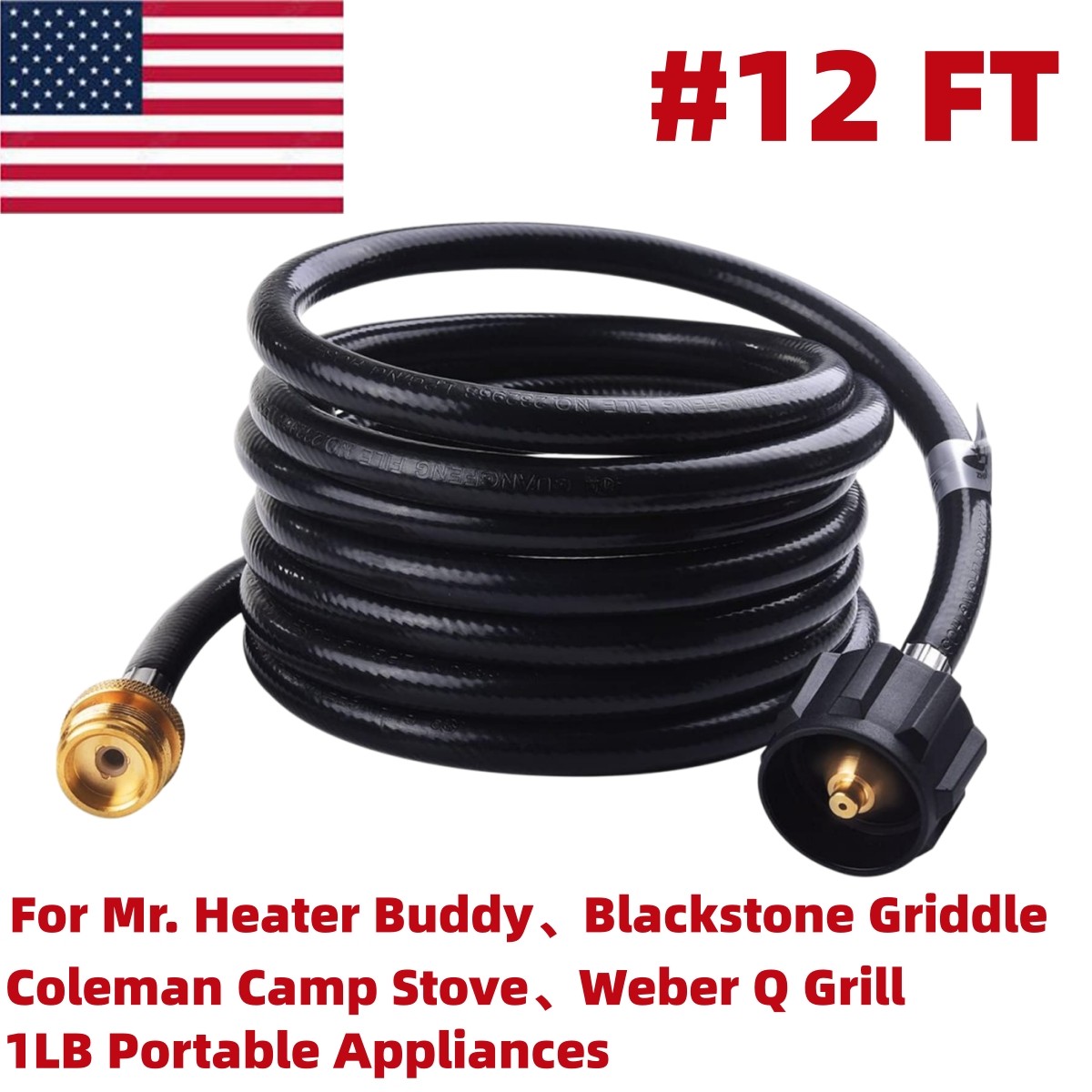 SHINESTAR 12FT Propane Hose Adapter 1lb to 20lb Tank for Buddy Heater Weber Q gallery