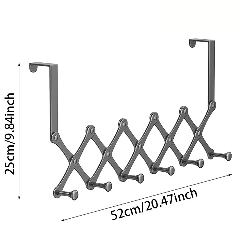 Retractable Over The Door Hook Rack - 6-Hook Expandable Hanger-Space-Saving gallery