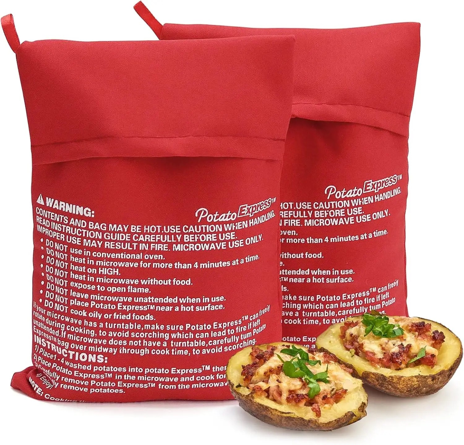 2 Pack New Potato Microwave Cooker Bags 4 Minutes Fast Quick Reusable Washable gallery