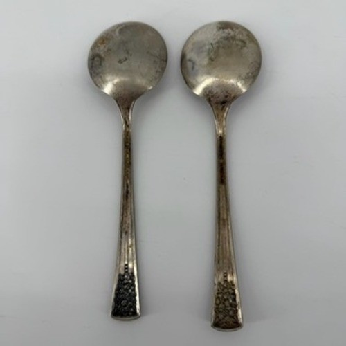 Silver Belle Silver Plate Floral Spoons Vintage Round Bowl Flatware Set of 2 6in gallery