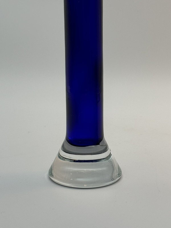 Crate & Barrel Candle Stick Holder Cobalt Blue Glass Taper 10 In. gallery