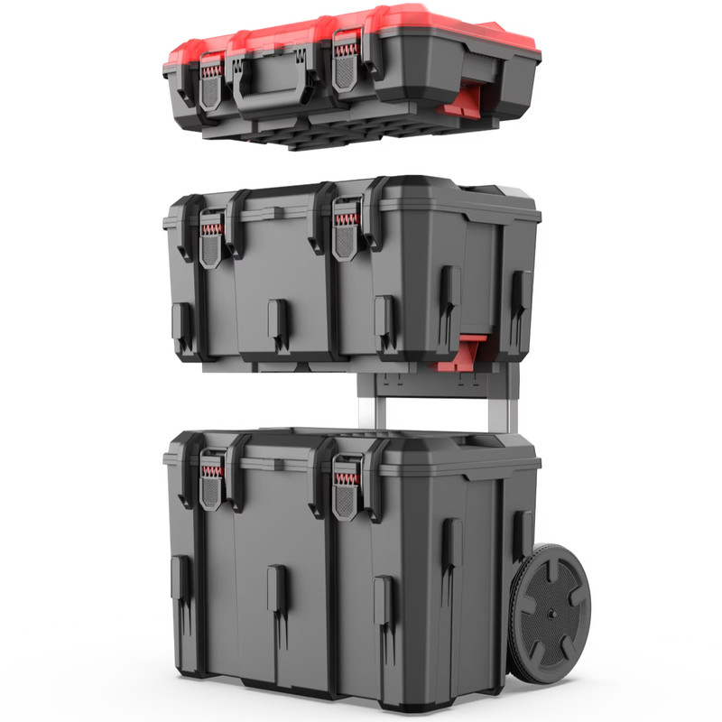 Hyper Tough Hyper Stack 3 Piece Modular Rolling Toolbox System Black Heavy Duty gallery