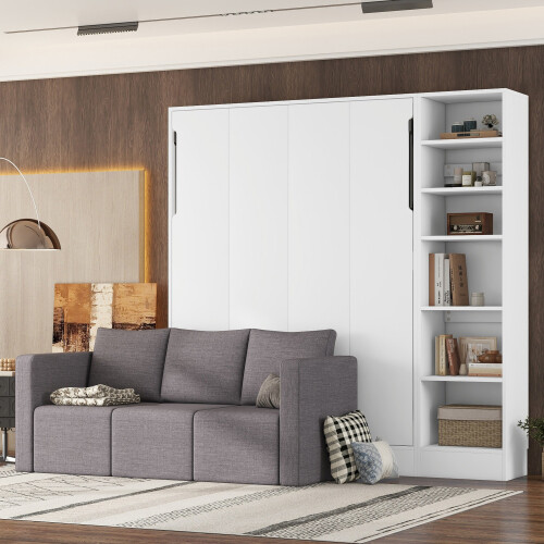 Murphy Wall Bed with Sofa & Storage Shelves Wood Murphy Chest Cabinet Furniture gallery