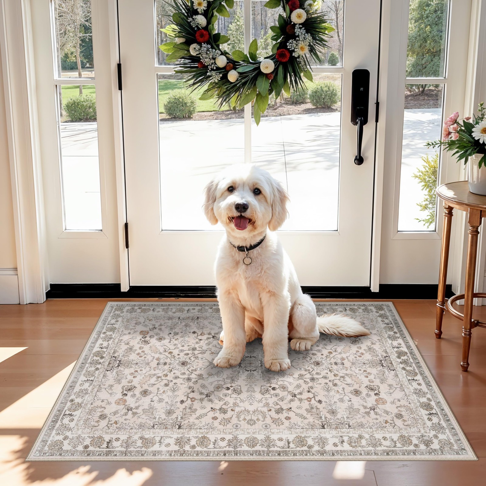 2x3 Non-Slip Washable Kitchen Rug – Boho Small 2' x 3' (Rectangular), Beige gallery