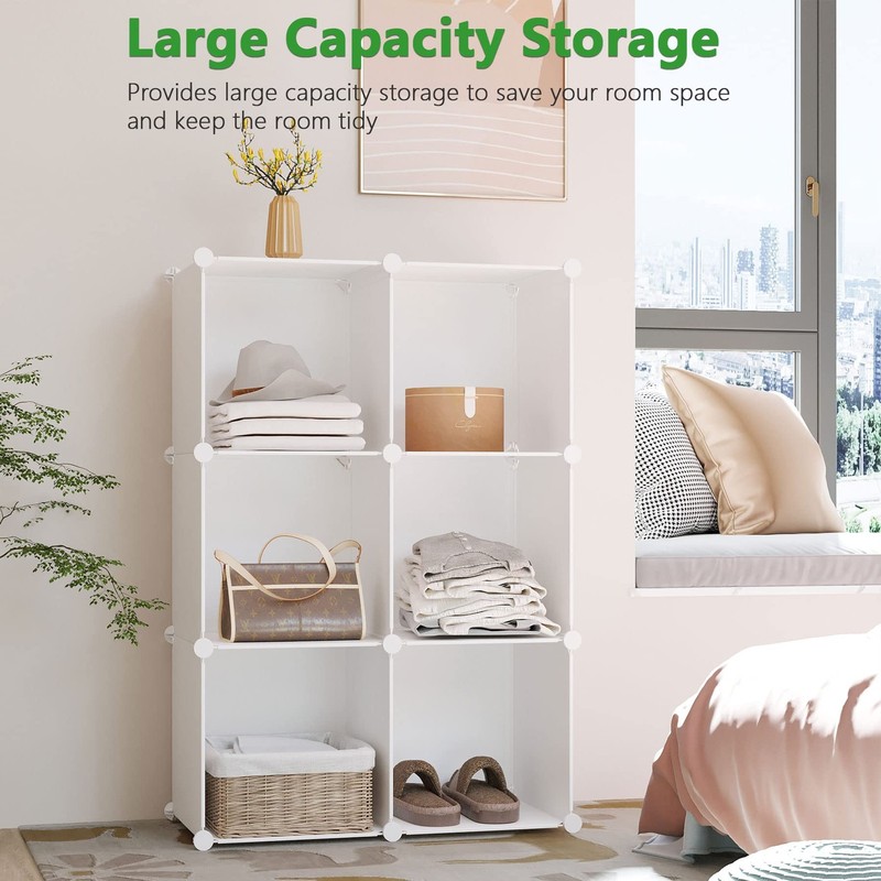 6-Cube Storage Organizer, Stackable Storage Cubes Shelves, Portable Bookshelf... gallery