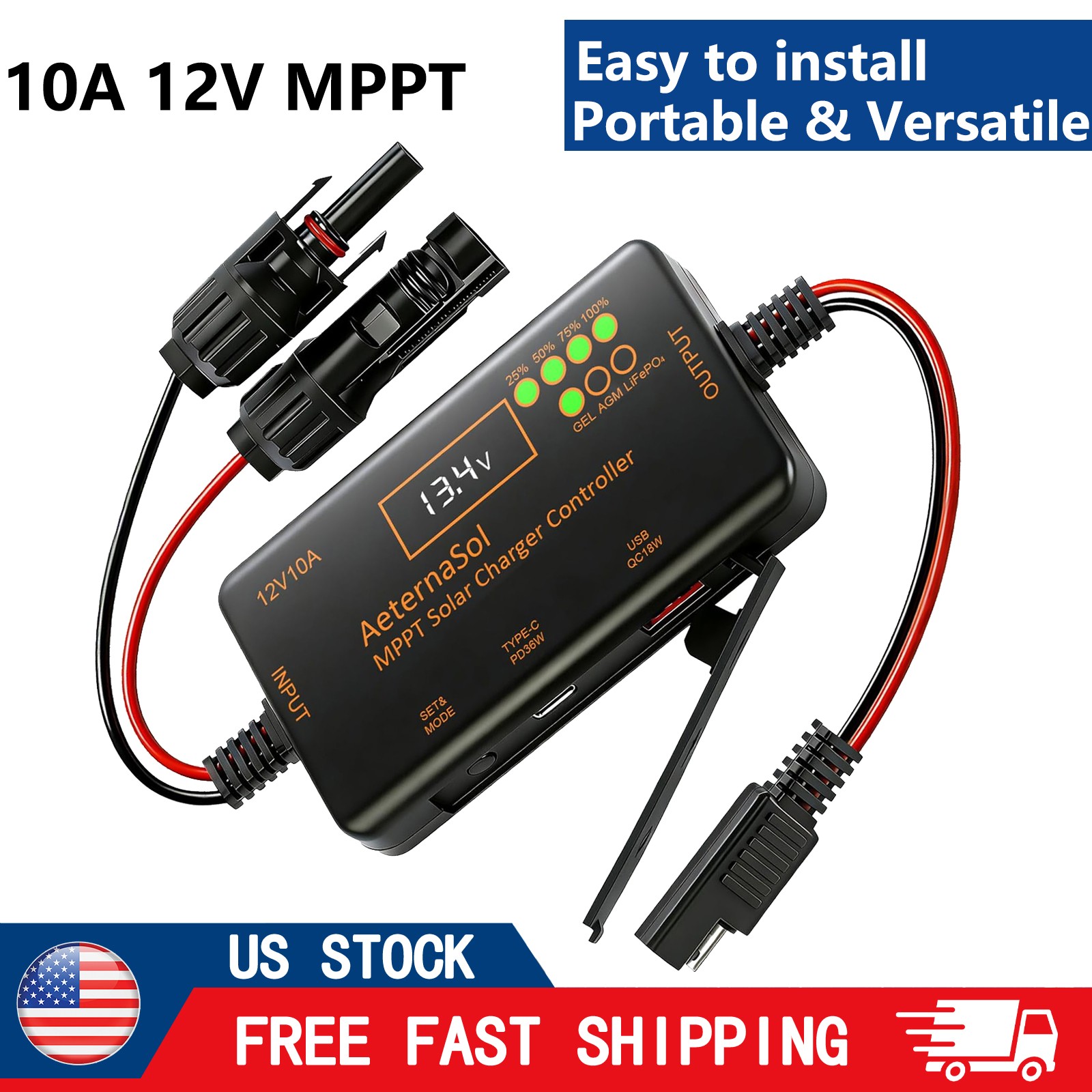 10A MPPT Solar Charge Controller 12V mini Battery PV Regulator LCD for LiFePO4 gallery