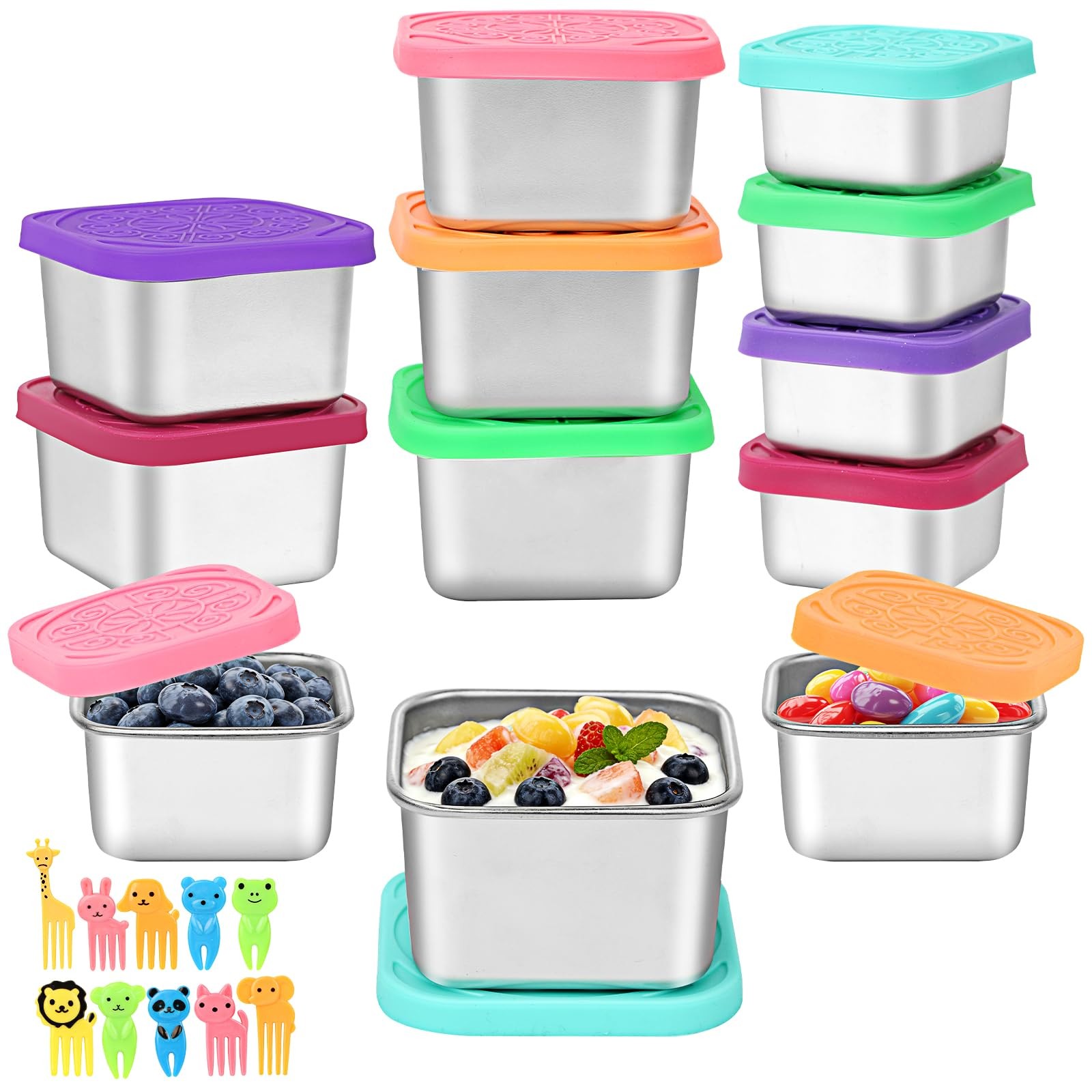 12Pack Small Stainless Steel Snack Containers with Lids, 6oz & 2oz Reusable L... gallery