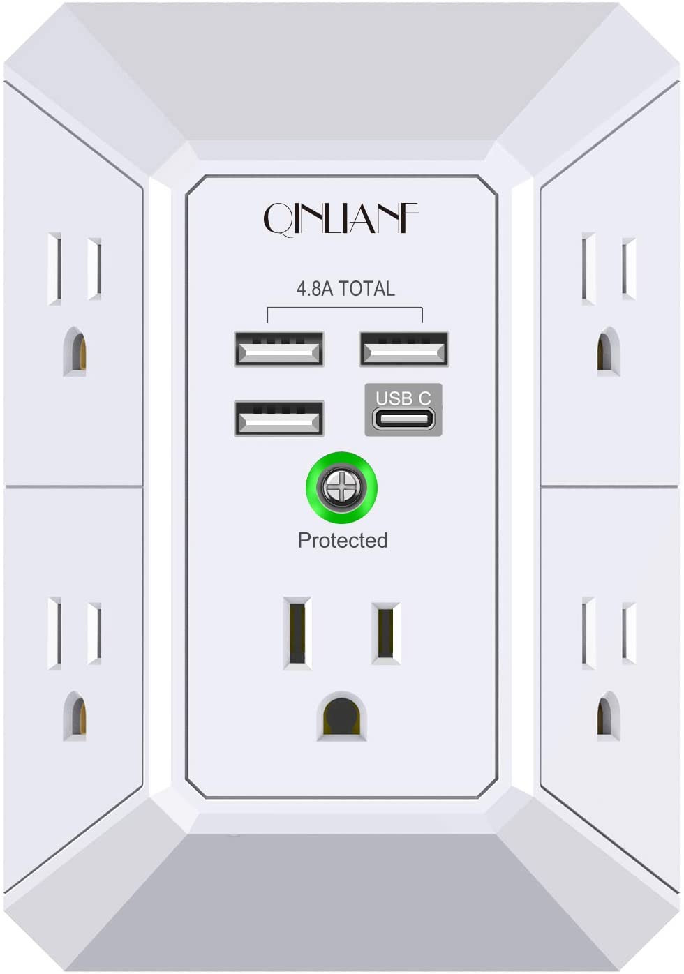 Wall Outlet with 5 AC & 4 USB, 1680J Surge Protector gallery