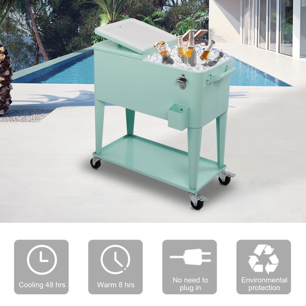 Portable Outdoor 80 Quart Rolling Patio Steel Party Cooler Cart Ice Chest gallery