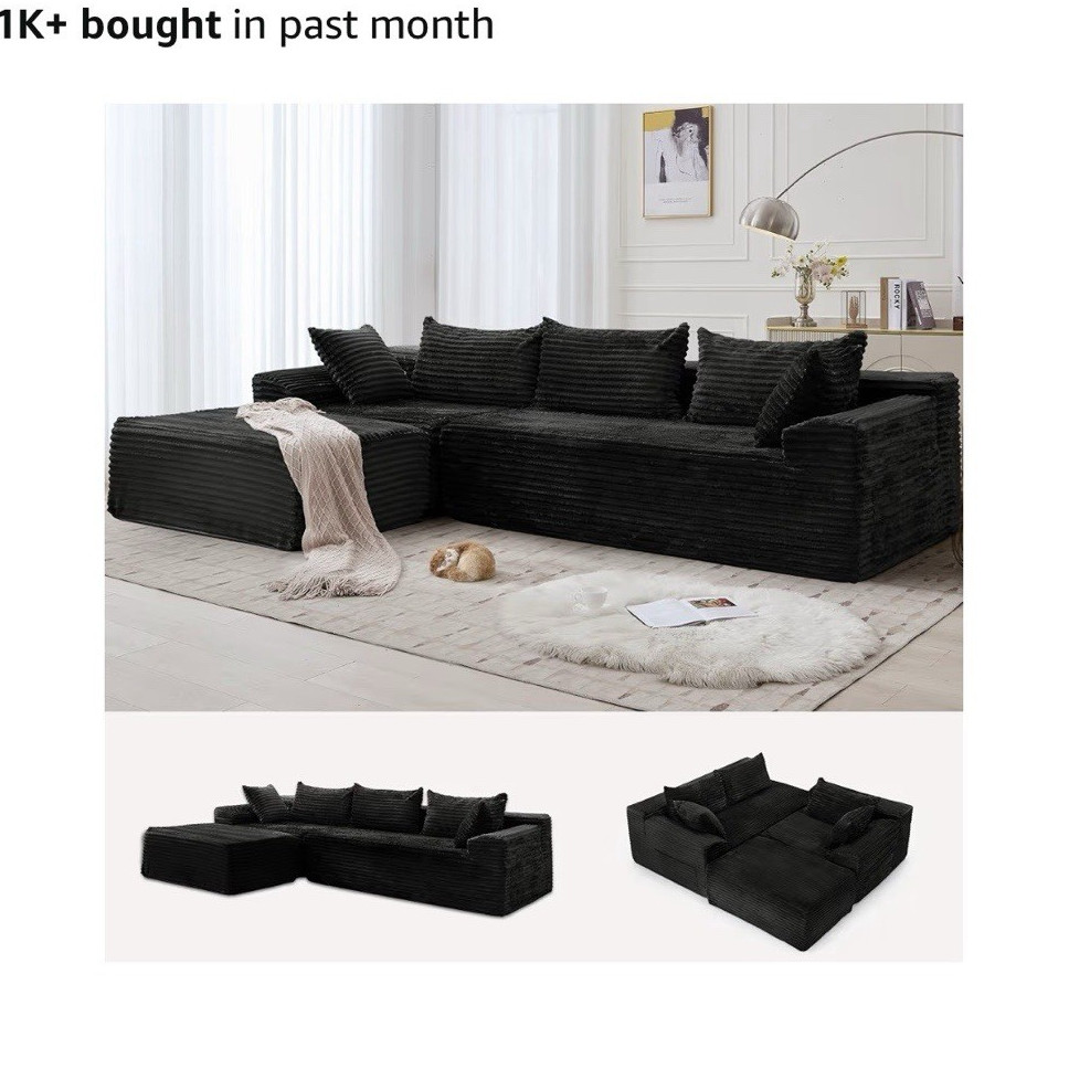 Korser 110" Modular L-Shaped Sectional Sofa Chaise Deep Seat Side Pocket gallery