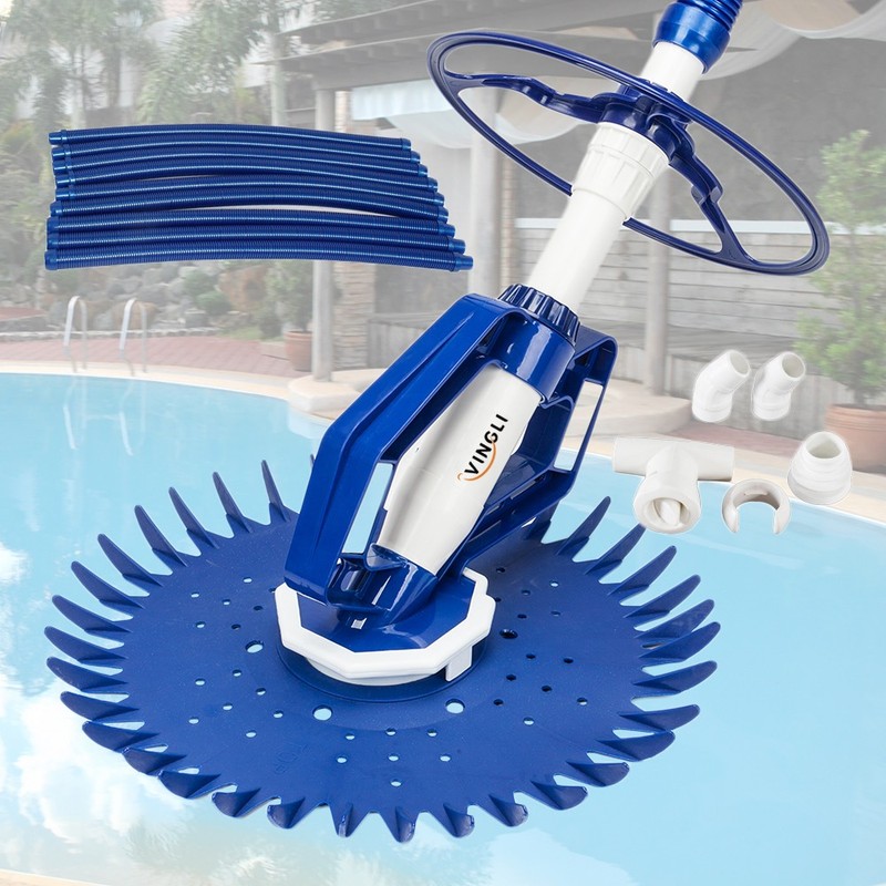 Automatic Swimming Pool Vacuum Cleaner Inground Above Ground & Hose Set Blue gallery
