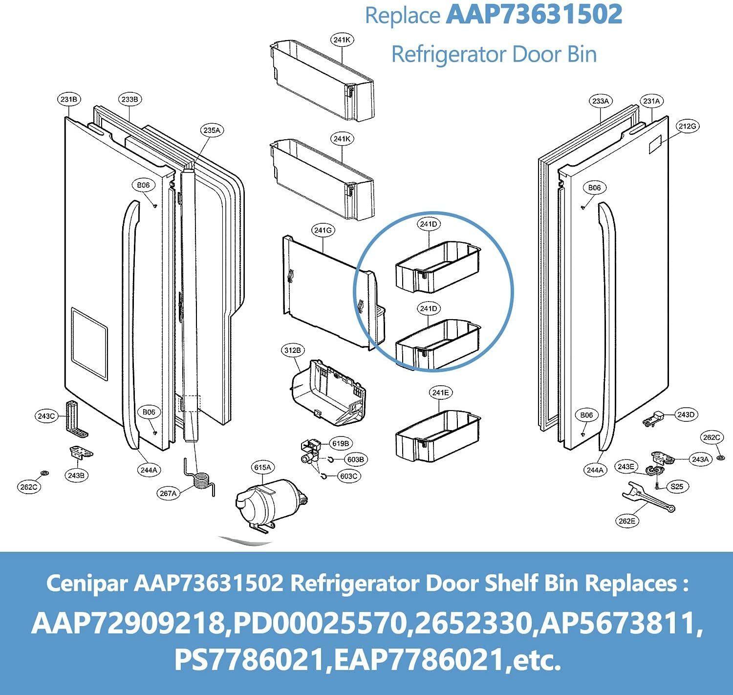 AAP73631502 Door Bin Compatible with LG Refrigerator gallery