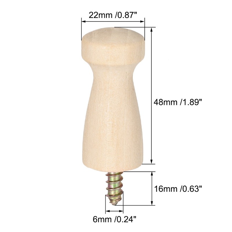 Wall Hooks Screw-On Solid Wood Hook Coat Hook 22mmx48mm No Paint 6pcs gallery